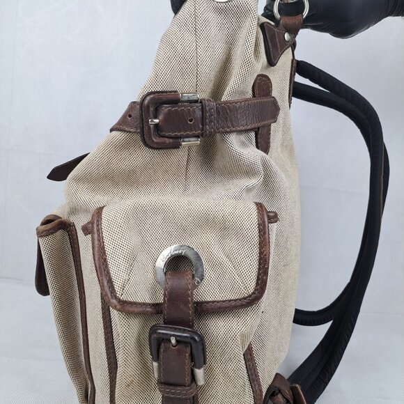 BURBERRY Padded Canvas Mountain Hiking Slip Tooled Style Hunter Brown BACKPACK - Picture 9 of 15